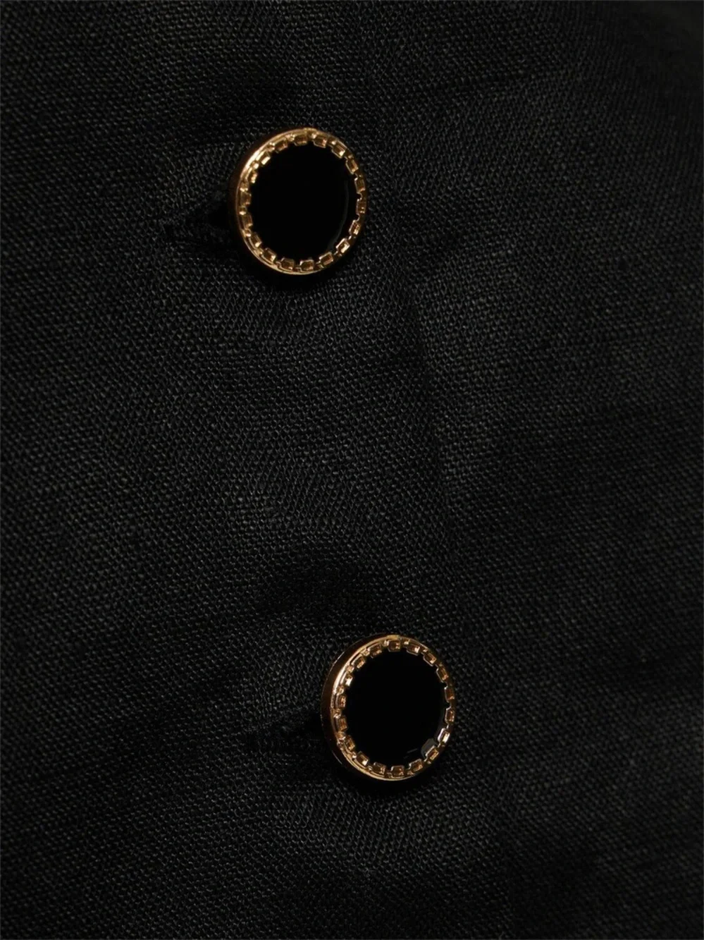 Reformation Aspen Linen Sleeveless Black Button-Front Vest